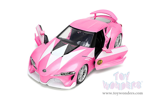Jada Toys - Hollywood Rides | Power Rangers Toyota FT-1 Concept with Pink Ranger Diecast Figurine (1973, 1/24, diecast model car, Pink) 33224