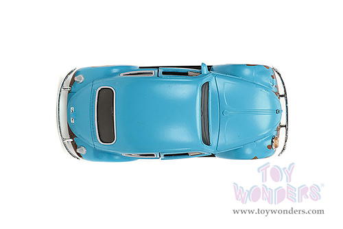 Jada Toys Hollywood Rides - "Lilo and Stitch" Volkswagen Beetle (Weathered) with Stitch Diecast Figurine (1/32 scale diecast model car, Matte Blue) 33251