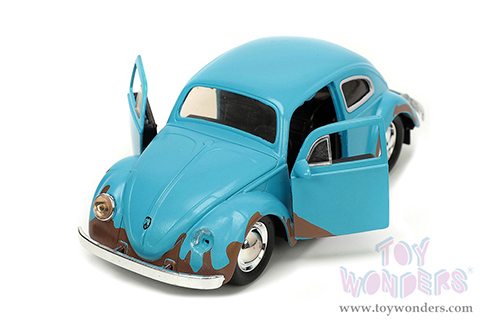 Jada Toys Hollywood Rides - "Lilo and Stitch" Volkswagen Beetle (Weathered) with Stitch Diecast Figurine (1/32 scale diecast model car, Matte Blue) 33251