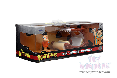 Jada Toys Hollywood Rides - Flintmobile with Fred Flinstone Diecast Figurine (1/32 scale diecast model car, Brown) 33382