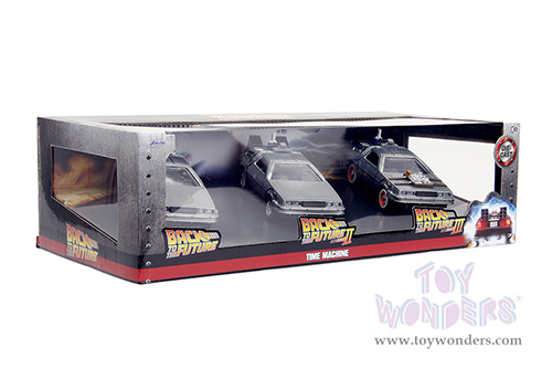 Jada Toys - Hollywood Rides | Back to the Future Time Machine 3-Pack (1/32 scale diecast model car, Silver) 33399