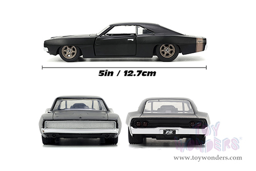 Jada Toys Fast & Furious - Dom's Dodge Charger Widebody F9 (1968, 1/32 scale diecast model car, Matte Black/W Bronze Tail Stripe) 33450