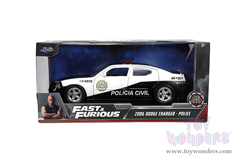 Jada Toys Fast & Furious - Dodge Charger Police "Policia Civil" (2006, 1/24 scale diecast model car, Black/White) 33665