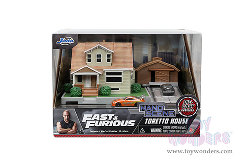 Jada Toys Nano Hollywood Rides | Fast & Furious Dom's House Diorama Set (1/65, diecast model car, Asstd.) 33668
