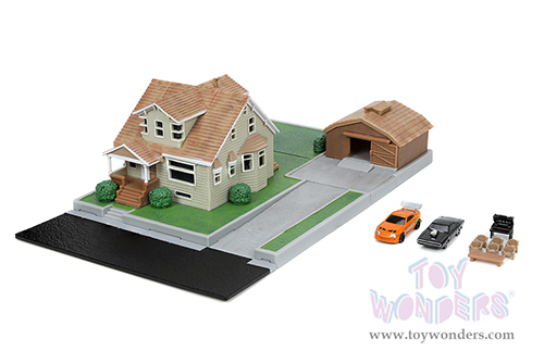 Jada Toys Nano Hollywood Rides | Fast & Furious Dom's House Diorama Set (1/65, diecast model car, Asstd.) 33668