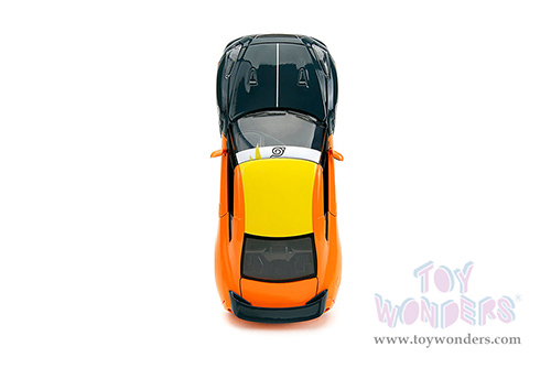 Jada Toys - Hollywood Rides | Nissan GT-R (R35) with Naruto Diecast Figure (2009, 1/24, diecast model car, Orange/Dark Gray/Yellow) 33691