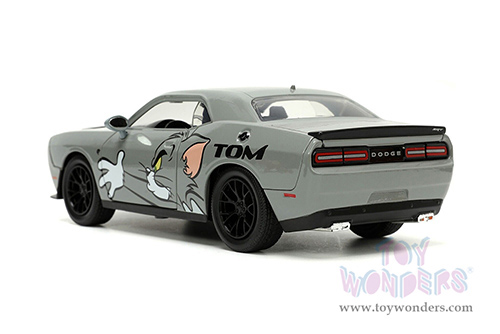 Jada Toys - Hollywood Rides | Tom and Jerry Dodge Challenger Hellcat with Jerry Diecast Figure (2015, 1/24, diecast model car, Gray) 33722