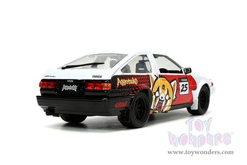Jada Toys - Hollywood Rides | Toyota Trueno (AE86) with Aggretsuko Figure (1986, 1/24, diecast model car, White/Pink) 33725