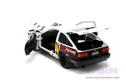 Jada Toys - Hollywood Rides | Toyota Trueno (AE86) with Aggretsuko Figure (1986, 1/24, diecast model car, White/Pink) 33725