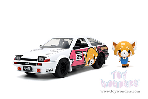 Jada Toys - Hollywood Rides | Toyota Trueno (AE86) with Aggretsuko Figure (1986, 1/24, diecast model car, White/Pink) 33725