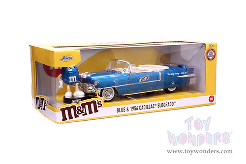 Jada Toys - Hollywood Rides | Cadillac&reg; Eldorado Convertible with Blue M&M's Diecast Figure (1956, 1/24, diecast model car, Blue) 33726
