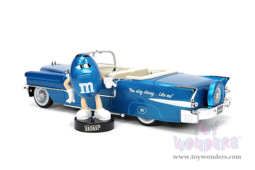Jada Toys - Hollywood Rides | Cadillac&reg; Eldorado Convertible with Blue M&M's Diecast Figure (1956, 1/24, diecast model car, Blue) 33726
