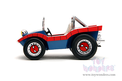 Jada Toys - Hollywood Rides | Buggy with Spider-Man Diecast Figure (1/24, diecast model car, Red/Blue) 33729