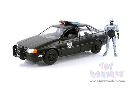 Jada Toys - Hollywood Rides | Ford Taurus OCP Detroit Police with Robocop Diecast Figure 35th Anniversary (1986, 1/24 diecast model car, Matte Black) 33743