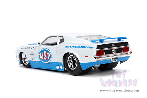 Jada Toys Bigtime Muscle - Ford Mustang Mach 1 "MSP" (1973, 1/24 scale diecast model car, White/Blue) 33858