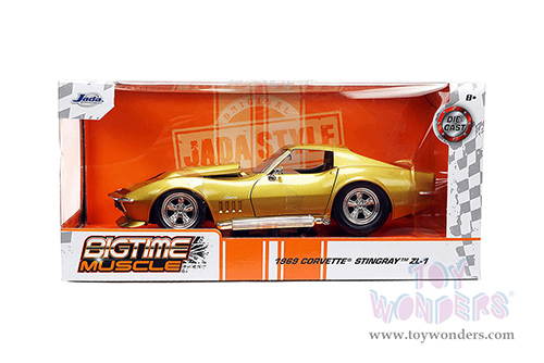 Jada Toys Bigtime Muscle - Chevrolet® Corvette® Stingray™ ZL-1 Hardtop (1969, 1/24 scale diecast model car, Gold) 33863