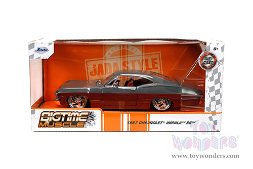 Jada Toys Bigtime Muscle - Chevrolet® Impala™ SS™ Hardtop (1967, 1/24 scale diecast model car, Gray/Burgundy) 33864