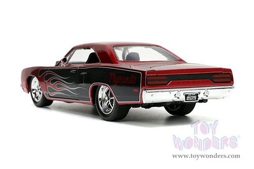 Jada Toys Bigtime Muscles - Plymouth Road Runner Hardtop (1970, 1/24 scale diecast model car, Candy Red with Flames) 33866