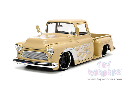 Jada Toys Just Trucks - Chevrolet&reg; Pickup and Extra Wheels (1955, 1/24 scale diecast model car, Tan/White Flames) 34024