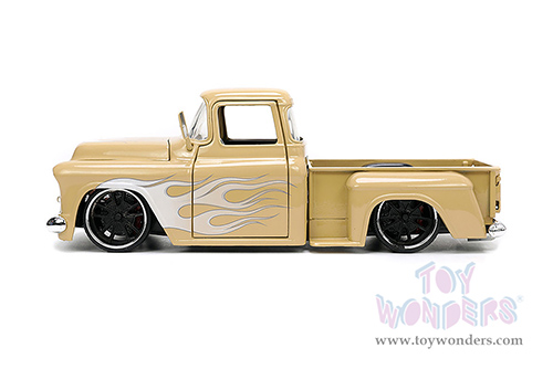 Jada Toys Just Trucks - Chevrolet&reg; Pickup and Extra Wheels (1955, 1/24 scale diecast model car, Tan/White Flames) 34024