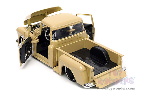 Jada Toys Just Trucks - Chevrolet&reg; Pickup and Extra Wheels (1955, 1/24 scale diecast model car, Tan/White Flames) 34024