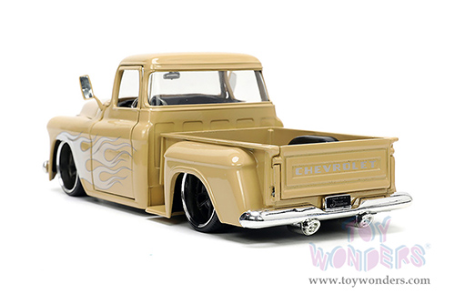 Jada Toys Just Trucks - Chevrolet&reg; Pickup and Extra Wheels (1955, 1/24 scale diecast model car, Tan/White Flames) 34024