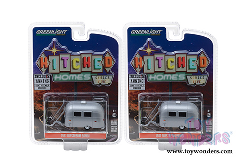 Greenlight - Hitched Homes Series 5 | Airstream Bambi Travel Trailer (1961, 1/64 scale diecast model car, Gray) 34050F/48