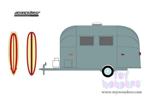 Greenlight - Hitched Homes Series 11 | Airstream 16' Bambi Travel Trailer (1/64 scale diecast model car, Aluminum) 34110F/48
