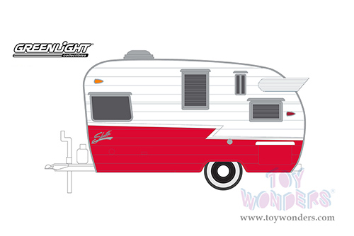 Greenlight - Hitched Homes Series 12 | Shasta Airflyte Travel Trailer (1962, 1/64 scale diecast model car, Polished Aluminum and Red) 34120F/48