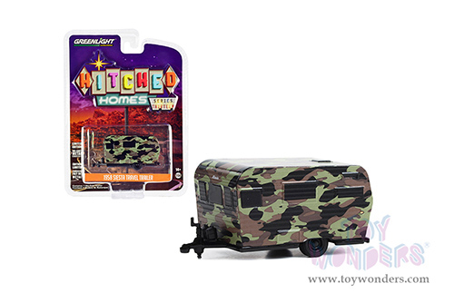 Greenlight - Hitched Homes Series 13 | Siesta Travel Trailer (1958, 1/64 scale diecast model car, Green Camouflage) 34130B/48