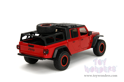 Jada Toys Just Trucks - Jeep® Gladiator Rubicon Pickup Truck with Roof Rack with Extra Wheels (2020, 1/24 scale diecast model car, Red) 34190