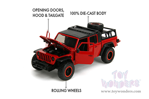 Jada Toys Just Trucks - Jeep® Gladiator Rubicon Pickup Truck with Roof Rack with Extra Wheels (2020, 1/24 scale diecast model car, Red) 34190