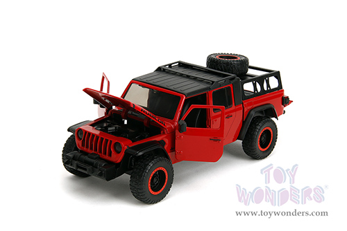 Jada Toys Just Trucks - Jeep® Gladiator Rubicon Pickup Truck with Roof Rack with Extra Wheels (2020, 1/24 scale diecast model car, Red) 34190