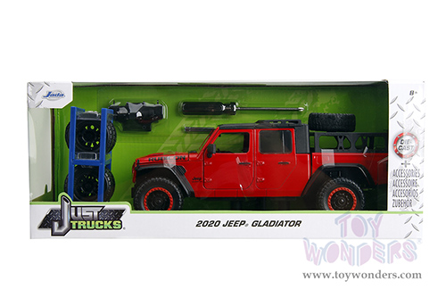 Jada Toys Just Trucks - Jeep® Gladiator Rubicon Pickup Truck with Roof Rack with Extra Wheels (2020, 1/24 scale diecast model car, Red) 34190