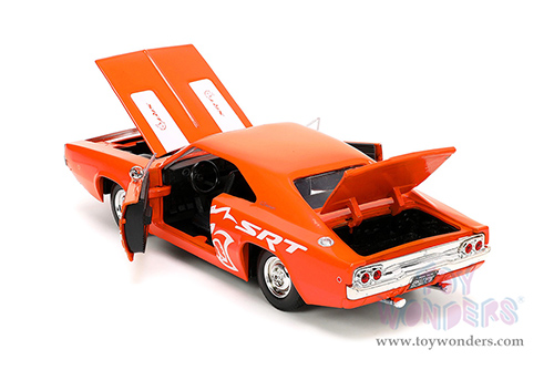 Jada Toys Bigtime Muscle - Dodge Charger R/T SRT (1968, 1/24 scale diecast model car, Orange/White stripes) 34197