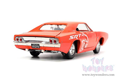 Jada Toys Bigtime Muscle - Dodge Charger R/T SRT (1968, 1/24 scale diecast model car, Orange/White stripes) 34197