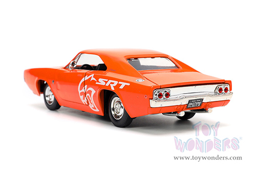 Jada Toys Bigtime Muscle - Dodge Charger R/T SRT (1968, 1/24 scale diecast model car, Orange/White stripes) 34197