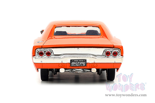 Jada Toys Bigtime Muscle - Dodge Charger R/T SRT (1968, 1/24 scale diecast model car, Orange/White stripes) 34197