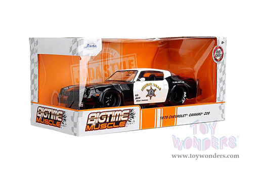 Jada Toys Bigtime Muscle - Chevrolet® Camaro® Z28 "Highway Drag" Police (1979, 1/24 scale diecast model car, Black/White) 34203/4