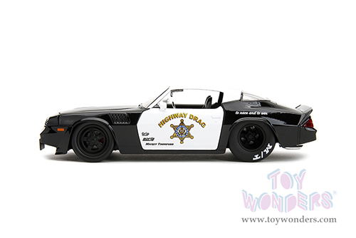 Jada Toys Bigtime Muscle - Chevrolet® Camaro® Z28 "Highway Drag" Police (1979, 1/24 scale diecast model car, Black/White) 34203/4