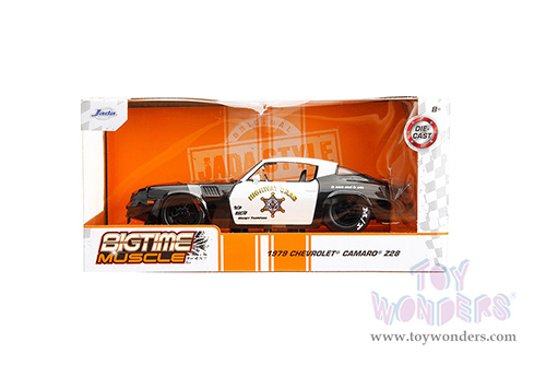 Jada Toys Bigtime Muscle - Chevrolet® Camaro® Z28 "Highway Drag" Police (1979, 1/24 scale diecast model car, Black/White) 34203/4