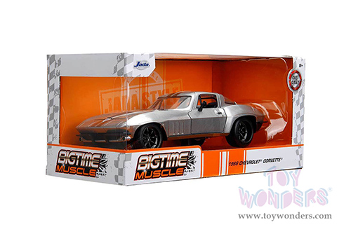 Jada Toys Bigtime Muscle - Chevrolet® Corvette® Hardtop (1966, 1/24 scale diecast model car, Silver/Bronze stripes) 34208/4