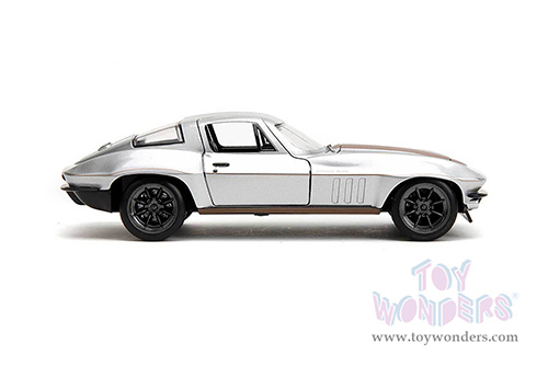 Jada Toys Bigtime Muscle - Chevrolet® Corvette® Hardtop (1966, 1/24 scale diecast model car, Silver/Bronze stripes) 34208/4