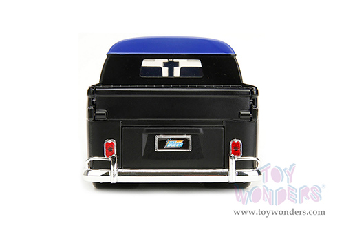 Jada Toys - Volkswagen Bus "Punch Buggy" Pickup Truck (1963, 1/24 scale diecast model car, Matte Black/Blue Top/Blue flames) 34232/4