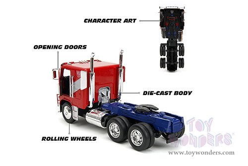 Jada Toys - Hollywood Rides | TRANSFORMERS 7 Optimus Prime® Tractor Truck "Rise of the Beasts" (1/24, diecast model car, Red/Blue with Silver Stripes) 34262/4