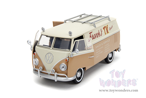 Jada Toys - Hollywood Rides | TRANSFORMERS 7 Volkswagen Bus WheelJack with Transformers Diecast Statue (1/24, diecast model car, Beige/Cream) 34264/4