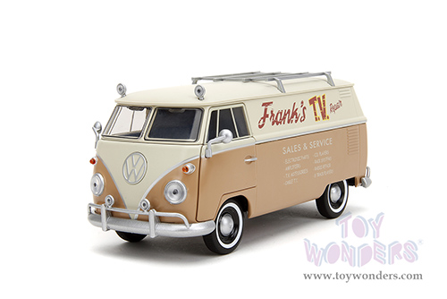 Jada Toys - Hollywood Rides | TRANSFORMERS 7 Volkswagen Bus WheelJack with Transformers Diecast Statue (1/24, diecast model car, Beige/Cream) 34264/4