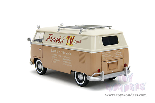 Jada Toys - Hollywood Rides | TRANSFORMERS 7 Volkswagen Bus WheelJack with Transformers Diecast Statue (1/24, diecast model car, Beige/Cream) 34264/4