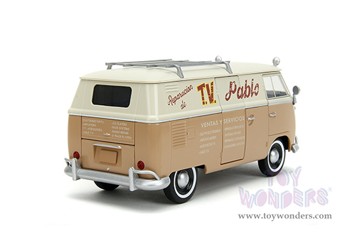 Jada Toys - Hollywood Rides | TRANSFORMERS 7 Volkswagen Bus WheelJack with Transformers Diecast Statue (1/24, diecast model car, Beige/Cream) 34264/4