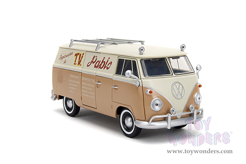 Jada Toys - Hollywood Rides | TRANSFORMERS 7 Volkswagen Bus WheelJack with Transformers Diecast Statue (1/24, diecast model car, Beige/Cream) 34264/4